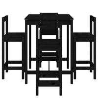5-delige Barset massief grenenhout zwart - thumbnail