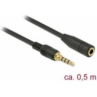 Delock 85627 Stereo Jack Verlengkabel 3,5 mm 4-pins male naar female 0,5 m zwart - thumbnail
