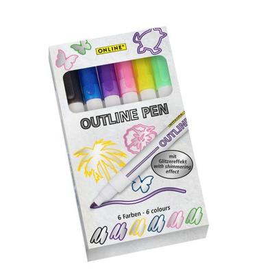 Viltstift Online Outline assorti doos à 6 stuks Viltstift Online Outline assorti doos à 6 stuks