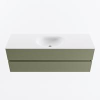 MONDIAZ VICA 140cm badmeubel onderkast Army 2 lades. Wastafel MOON midden zonder kraangat, kleur Talc. - thumbnail