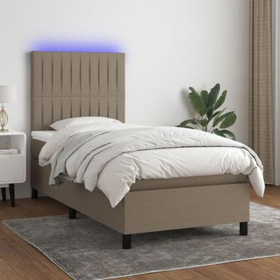 Boxspring met matras en LED stof taupe 90x190 cm