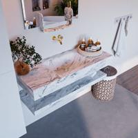 MONDIAZ ALAN-DLUX 110cm planchet Glace. Vrijhangende wastafel CLOUD midden zonder kraangat, kleur Glace. - thumbnail