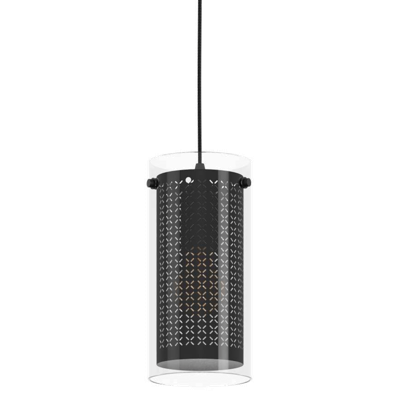 Eglo HanglampPinto Textil 1 zwart met glas - 900341