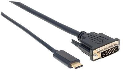 Manhattan -Products USB-C hub naar DVI-adapter - Type-C USB naar DVI-kabel, DisplayPort 4K signaal, Thunderbolt 3 compatibel, Notebook accessoires - 1 meter