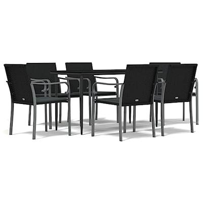 7-delige Tuinset met kussens poly rattan en staal