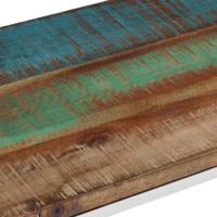 Wandtafel roestvrij staal en massief gerecycled hout zilver - thumbnail