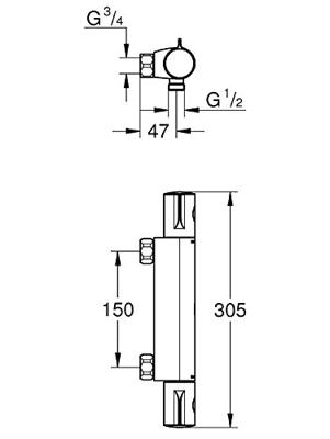 GROHE Grohtherm 800 douchekraan thermostatisch EcoJoy en volumegreep met ecobutton chroom 34561000