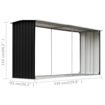 Haardhoutschuur 330x92x153 cm gegalvaniseerd staal antraciet - thumbnail