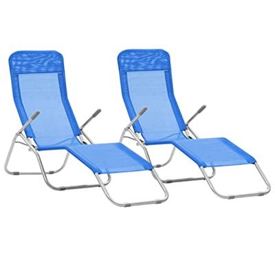 VidaXL Ligbedden inklapbaar 2 st textileen blauw VidaXL Ligbedden inklapbaar 2 st textileen blauw