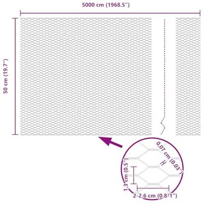 VidaXL Hexagon hek groen 0,5 x 50 m pvc