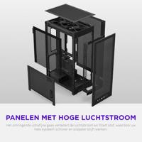 NZXT h2 flow mini tower behuizing (zwart | 2x usb-a | 1x usb-c | tempered glass) - thumbnail