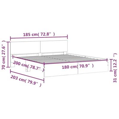Bedframe met hoofdeinde sonoma eikenkleur 180x200 cm