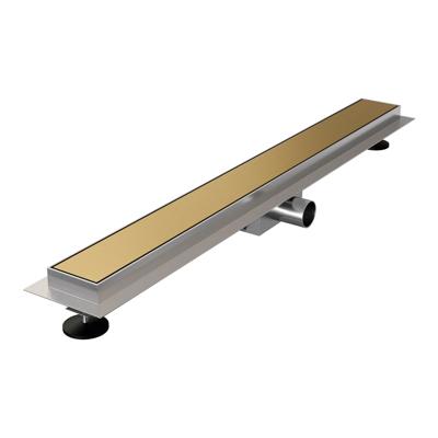Brauer Douchegoot - 80x7.5cm - vloerflens - tegelinlegrooster omkeerbaar - RVS - geborsteld goud DR-MRF80GG