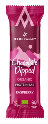Moonvalley Organic Protein Bar Chocolate-Dipped Raspberry Moonvalley Organic Protein Bar Chocolate-Dipped Raspberry