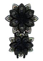 Haarklem dubbele bloem met pailletten - thumbnail