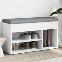 Schoenenbank Wit 82x32x45,5 cm Bewerkt Hout - thumbnail