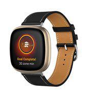 Fitbit Versa 3/4 & Sense 1/2 leren bandje - Zwart