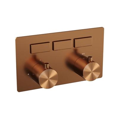 Brauer Copper Edition - 3 Weg - Inbouwthermostaat - Drukknoppen - In/afbouwdelen - Koper Geborsteld PVD
