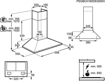 AEG DKB2930M Schouwkap Grijs