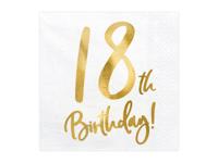 Servetten 18th Birthday Goud - 20 Stuks - thumbnail
