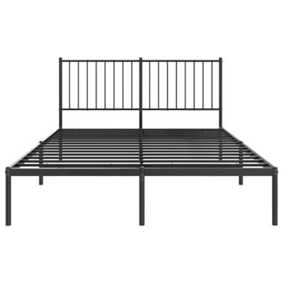 Bedframe met hoofdbord metaal zwart 135x190 cm