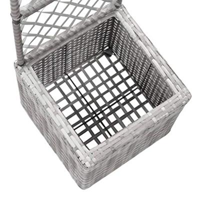 VidaXL Latwerkplantenbak verhoogd met 1 pot 30x30x107 cm rattan grijs
