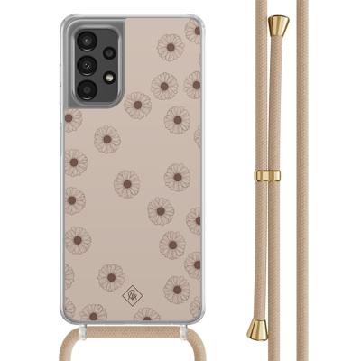 Samsung Galaxy A13 4G hoesje met beige koord - Cute flowers Samsung Galaxy A13 4G hoesje met beige koord - Cute flowers