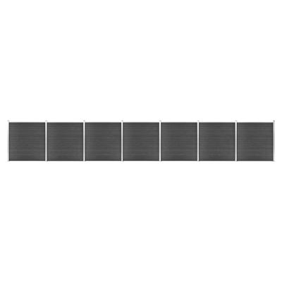 Schuttingpanelenset 1218x186 cm HKC zwart