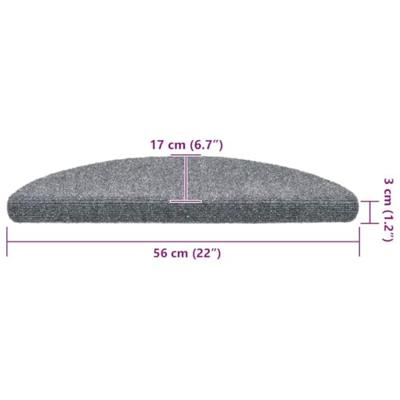 VidaXL Trapmatten zelfklevend 5 stuks 56x17x3 cm lichtgrijs halfrond