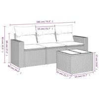 4-delige Loungeset met kussens poly rattan beige - thumbnail
