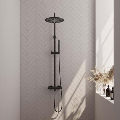 Brauer Black Edition Opbouw Thermostatische Regendoucheset - Hoofddouche 30 cm - Staafhanddouche - Doucheslang - Mat Zwart