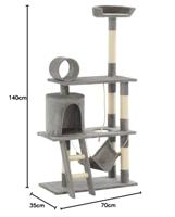 Kattenkrabpaal met sisal krabpalen 140 cm grijs - thumbnail