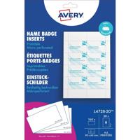 Avery-Zweckform L4728-20 Insteekplaatje naamplaatje 90 mm x 60 mm Wit - thumbnail
