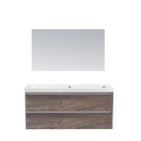 Badkamermeubel Sanilux PL 120 Greeploos Incl Spiegel En Wastafel Century Oak Multiplex 120x47x50 cm - thumbnail