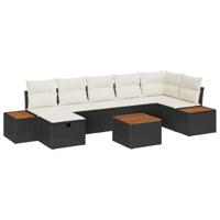 Tuinbankenset met kussen 8 pcs Zwart poly rattan - thumbnail