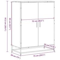 Schoenenkast 75x38x97,5 cm bewerkt hout en metaal gerookt eiken - thumbnail
