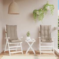 VidaXL Stoelkussens 2 st hoge rug oxford stof taupe - thumbnail