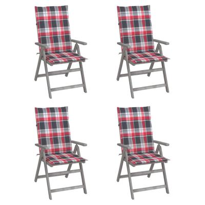 Tuinstoelen 4 st verstelbaar met kussens massief acaciahout