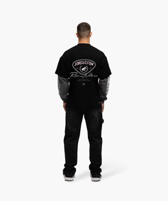 Jorcustom Race Against Nature Double Layered Longsleeve T-Shirt Heren Zwart/Donkergrijs - Maat S - Kleur: DonkergrijsZwart | Soccerfanshop