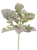 Zilverkruiskruid Dusty Miller met 14 geflockte bladeren 48 cm recycled kunstbloem Top Art - Top art - thumbnail
