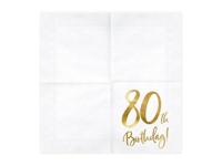 Servetten 80th Birthday Goud - 20 Stuks - thumbnail
