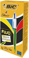 Balpen bic 4kleuren m fluor geel - thumbnail