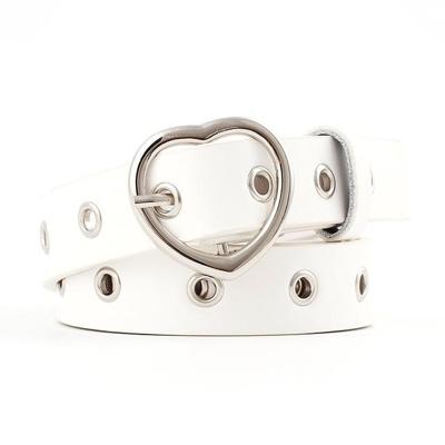 3st smalle dun leer zilveren metalen hart gesp riemen voor vrouwen riem Length:105cm(WHITE)