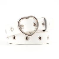 3st smalle dun leer zilveren metalen hart gesp riemen voor vrouwen riem Length:105cm(WHITE) - thumbnail