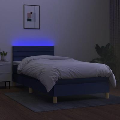Boxspring met matras en LED stof blauw 100x200 cm - thumbnail
