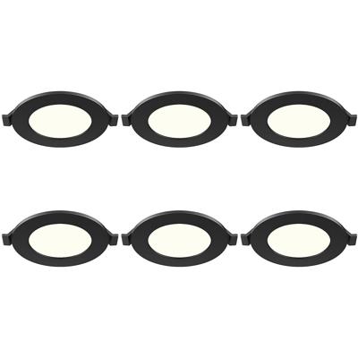 LED Downlight Inbouwspot 6 Stuks - Brinton Thin - 3W 220lm 120° Bundelhoek - Natuurlijk Wit 4000K - IP40 - Rond - Zwart - Ø85mm Buitenmaat - Ø70mm Zaagmaat