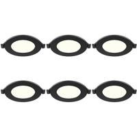 LED Downlight Inbouwspot 6 Stuks - Brinton Thin - 3W 220lm 120° Bundelhoek - Natuurlijk Wit 4000K - IP40 - Rond - Zwart - Ø85mm Buitenmaat - Ø70mm Zaagmaat - thumbnail