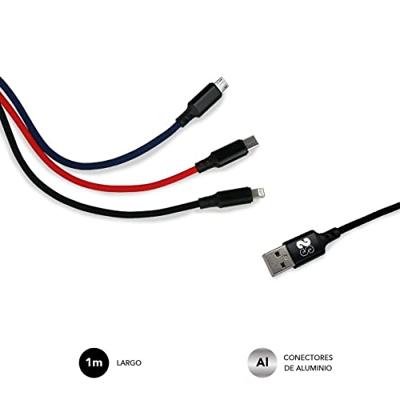 SUBBLIM Premium 3-in-1 kabel (micro-USB+type C + Lightning)