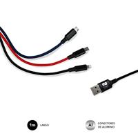Kabel Micro USB Subblim Premium 3in1 Blauw Zwart Rood 1 m (1 Stuks) - thumbnail
