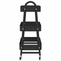 VidaXL Opbergtrolley 3-laags 42x41,5x77 cm staal zwart - thumbnail